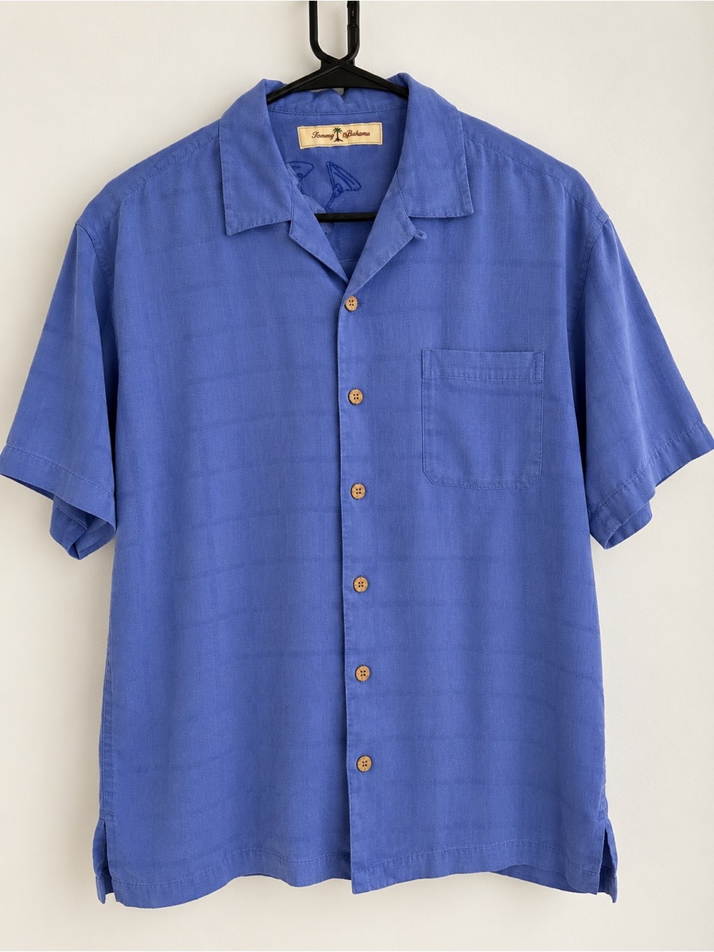 Tommy Bahama 100% Silk Blue Short Sleeve Button Up Shirt Men’s L
